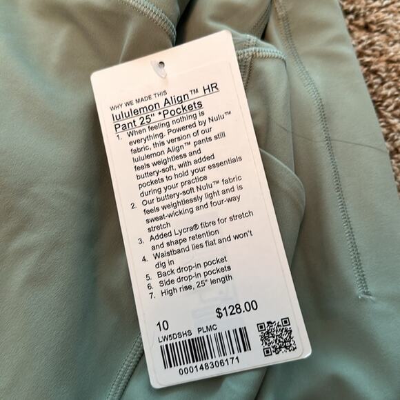Lululemon athletica size 10 green Align T™ HR
Pant 25" *Pockets nwt - Picture 5 of 6